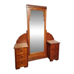 Coiffeuse art déco en acajou avec miroir biseauté inclinable, France, années 1920–1930