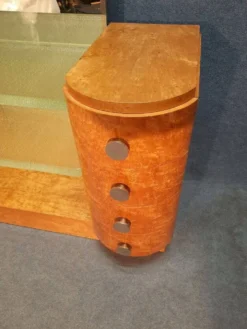 Coiffeuse Art Déco en bois clair et dalles de verre