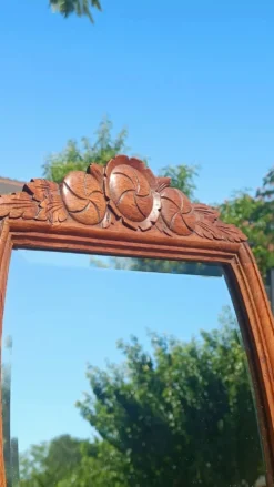 Coiffeuse Art déco en chêne, plateau en marbre et miroir pivotant