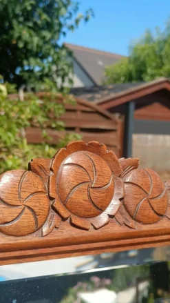 Coiffeuse Art déco en chêne, plateau en marbre et miroir pivotant
