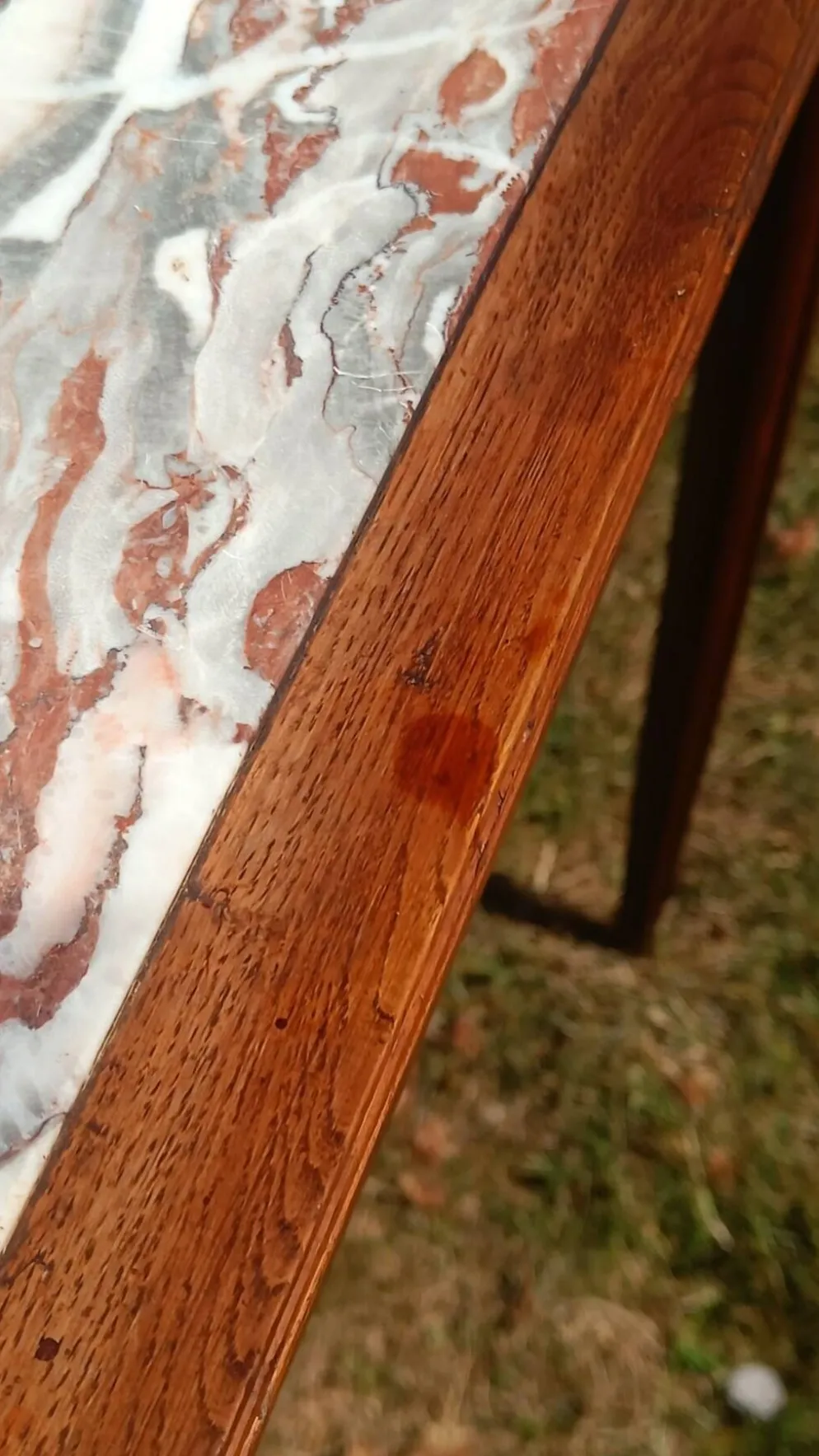 Coiffeuse Art déco en chêne, plateau en marbre et miroir pivotant