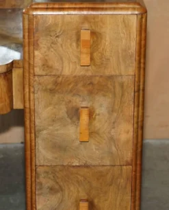 Coiffeuse Art Déco en noyer satiné avec miroir, vers 1930