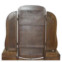 Coiffeuse Art Déco en noyer satiné avec miroir, vers 1930
