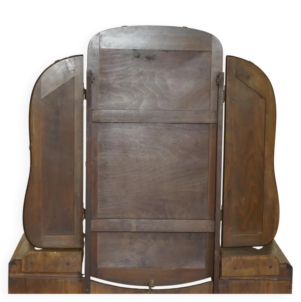 Coiffeuse Art Déco en noyer satiné avec miroir, vers 1930
