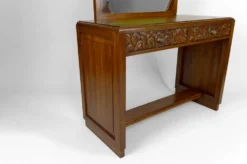 Coiffeuse art déco en noyer sculpté, france, vers 1930