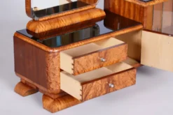 Coiffeuse Art Déco en placage de rosewood et de noyer avec miroir, France, années 1920