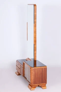 Coiffeuse Art Déco en placage de rosewood et de noyer avec miroir, France, années 1920