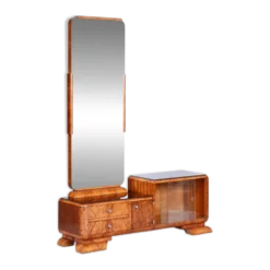Coiffeuse Art Déco en placage de rosewood et de noyer avec miroir, France, années 1920