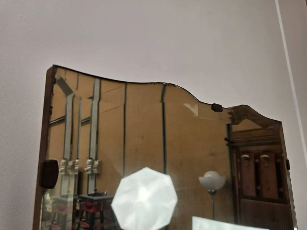 Coiffeuse Art Déco en racine de noyer avec miroir