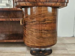 Coiffeuse Art Déco en racine de noyer avec miroir