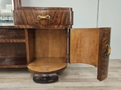 Coiffeuse Art Déco en racine de noyer avec miroir