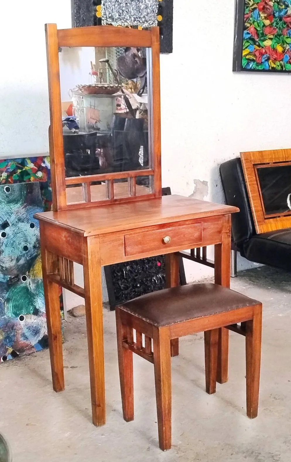 Coiffeuse Art déco et son tabouret assorti, 1930-1940