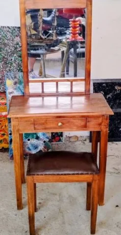 Coiffeuse Art déco et son tabouret assorti, 1930-1940