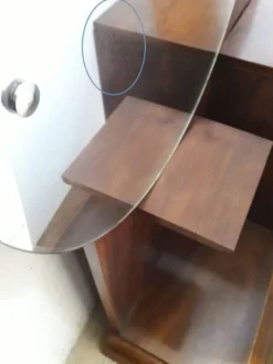 Coiffeuse Art Déco noyer massif placage 3 tiroirs miroir