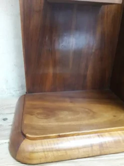 Coiffeuse Art Déco noyer massif placage 3 tiroirs miroir