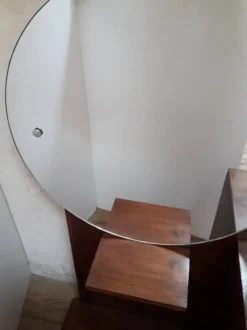 Coiffeuse Art Déco noyer massif placage 3 tiroirs miroir