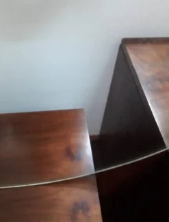 Coiffeuse Art Déco noyer massif placage 3 tiroirs miroir
