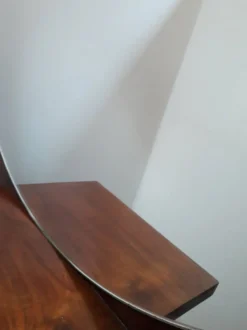 Coiffeuse Art Déco noyer massif placage 3 tiroirs miroir
