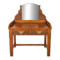 Coiffeuse Art Nouveau en bois sculpté avec miroir – début XXe