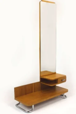 Coiffeuse Bauhaus restaurée en acier tubulaire chromé, 1940s