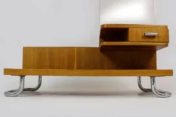 Coiffeuse Bauhaus restaurée en acier tubulaire chromé, 1940s