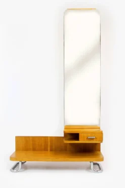 Coiffeuse Bauhaus restaurée en acier tubulaire chromé, 1940s