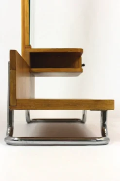 Coiffeuse Bauhaus restaurée en acier tubulaire chromé, 1940s