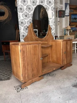 Coiffeuse buffet vintage Art Déco Mélissande 2 portes et miroir