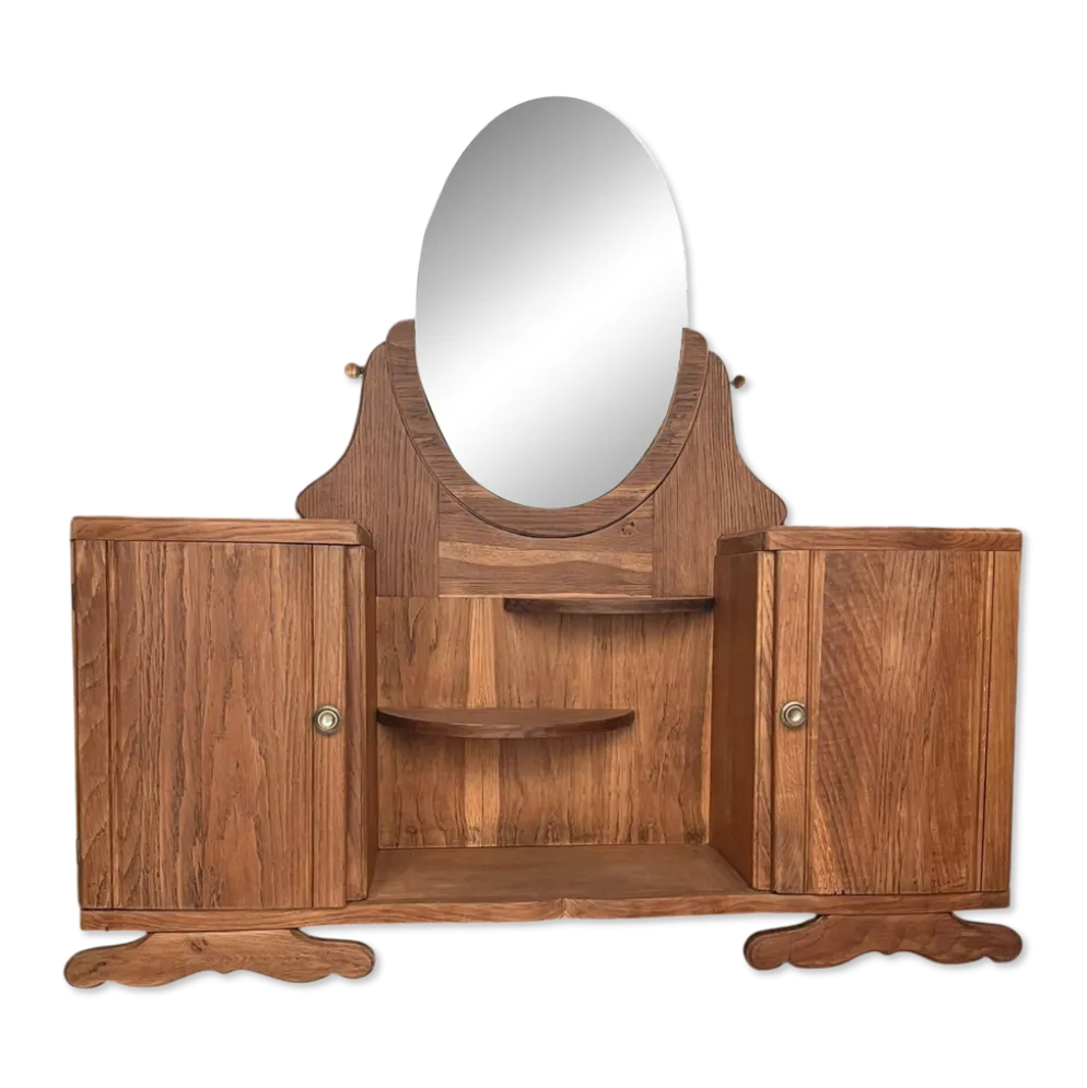 Coiffeuse buffet vintage Art Déco Mélissande 2 portes et miroir