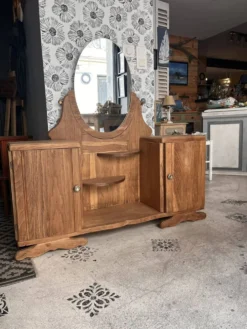 Coiffeuse buffet vintage Art Déco Mélissande 2 portes et miroir