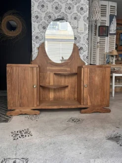 Coiffeuse buffet vintage Art Déco Mélissande 2 portes et miroir