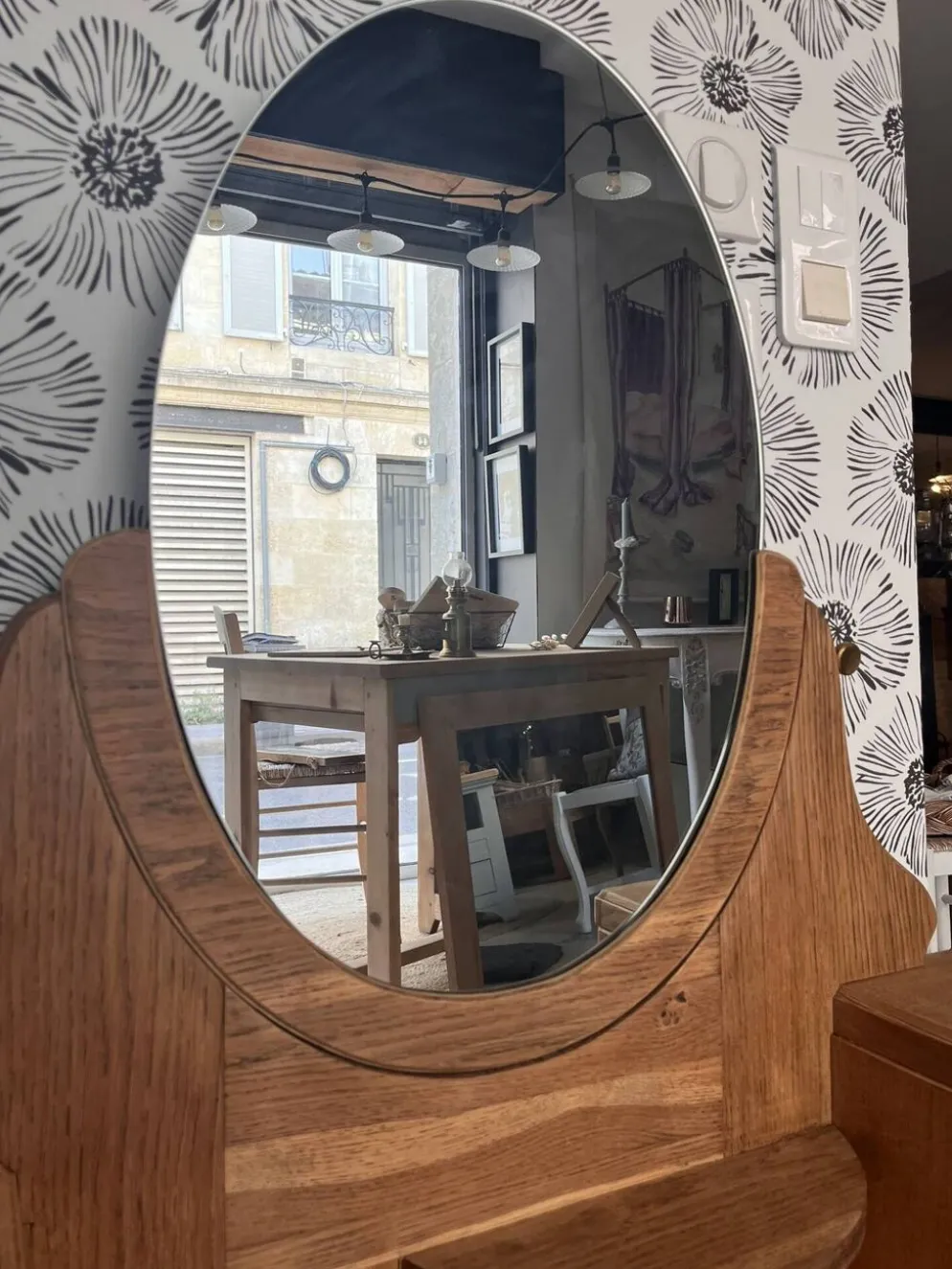Coiffeuse buffet vintage Art Déco Mélissande 2 portes et miroir