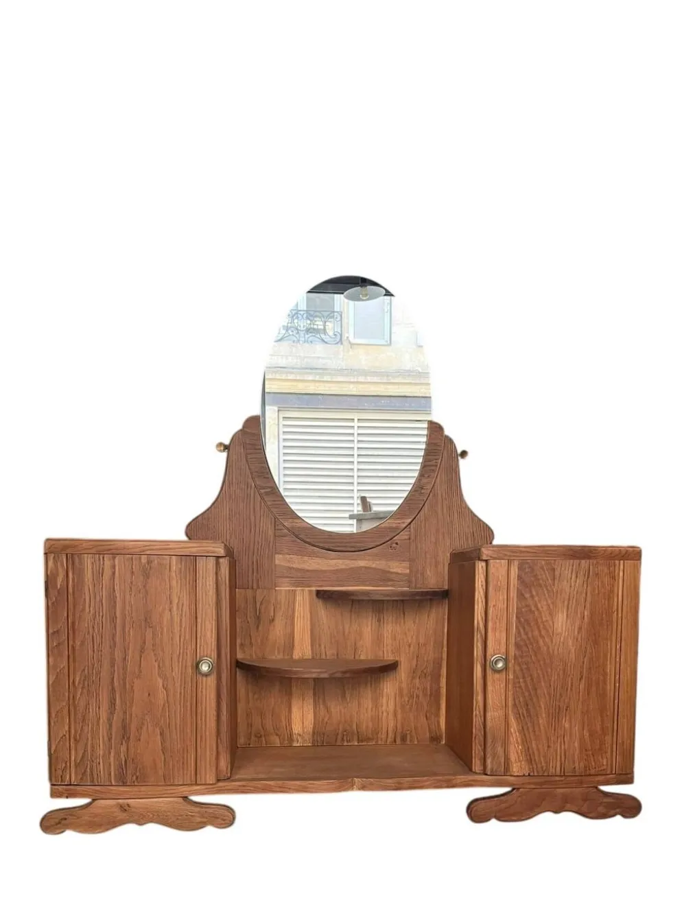 Coiffeuse buffet vintage Art Déco Mélissande 2 portes et miroir
