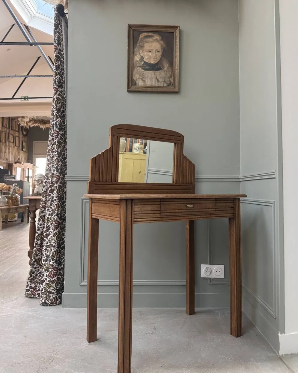 Coiffeuse bureau art déco en chêne (restaurée)