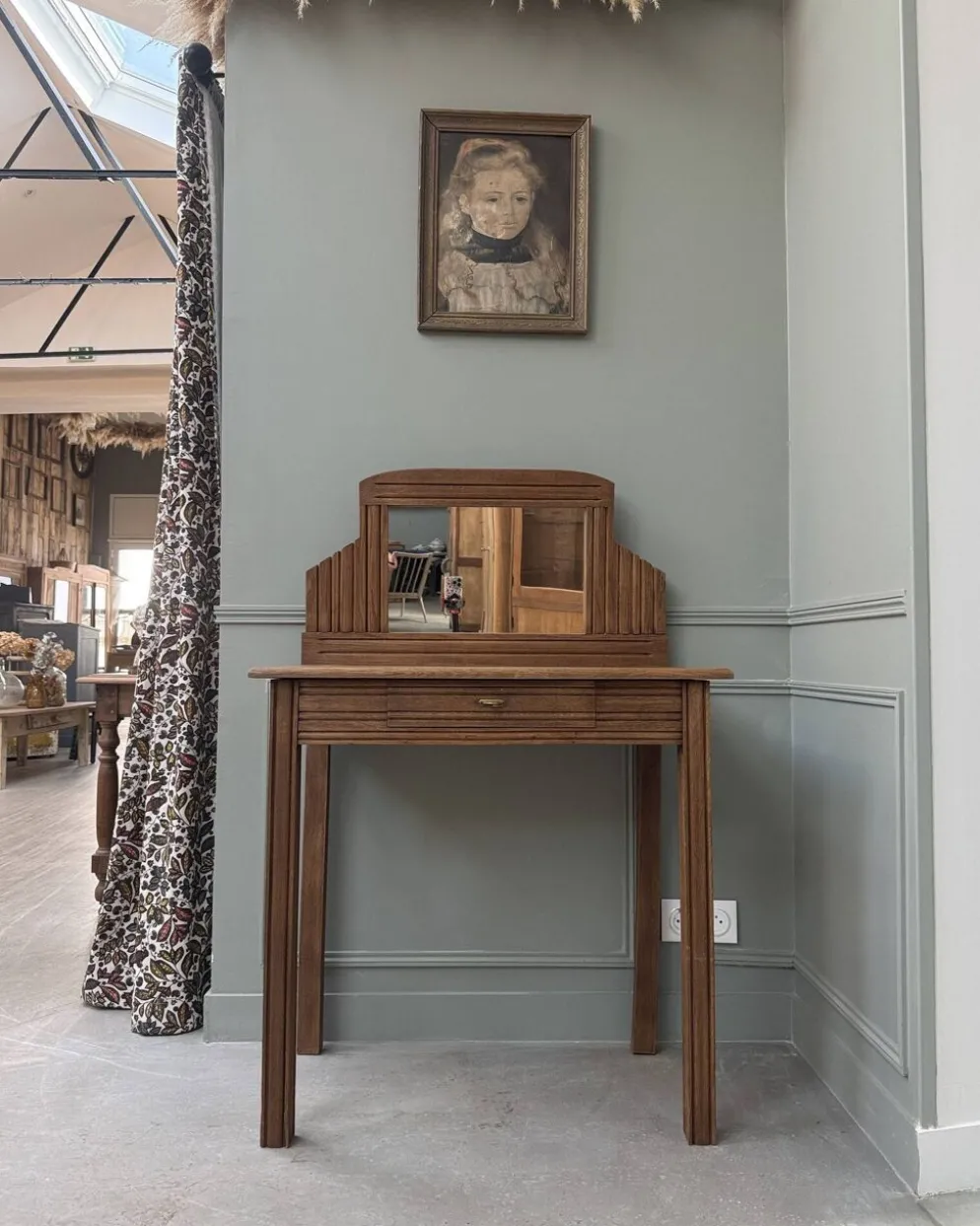 Coiffeuse bureau art déco en chêne (restaurée)