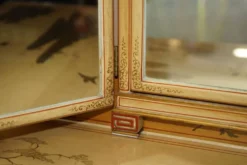 Coiffeuse chinoiserie en noyer avec tabouret