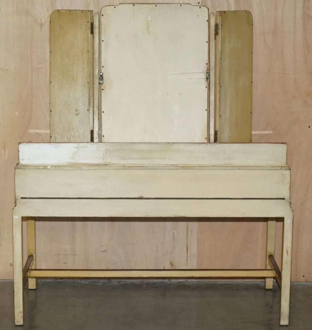 Coiffeuse chinoiserie en noyer avec tabouret