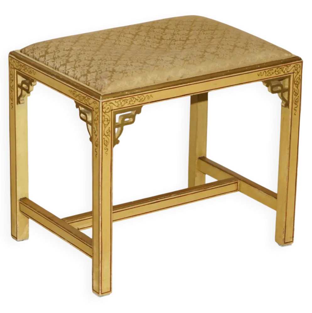 Coiffeuse chinoiserie en noyer avec tabouret