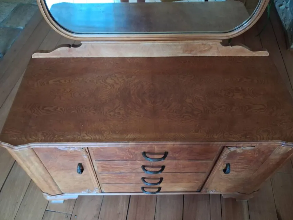 Coiffeuse commode à miroir art déco