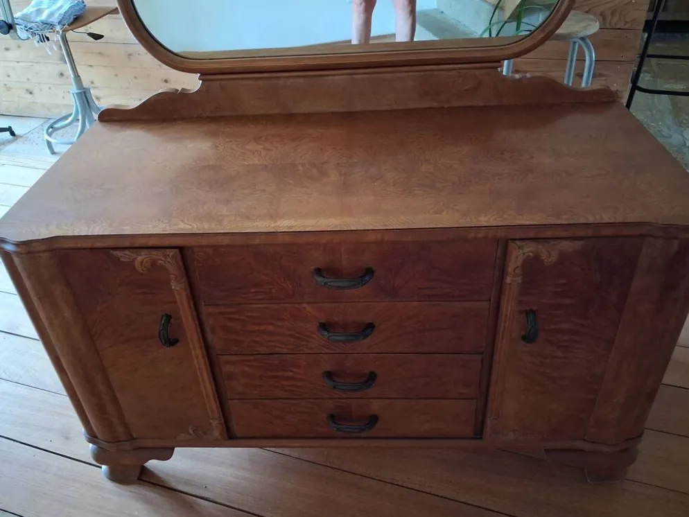 Coiffeuse commode à miroir art déco