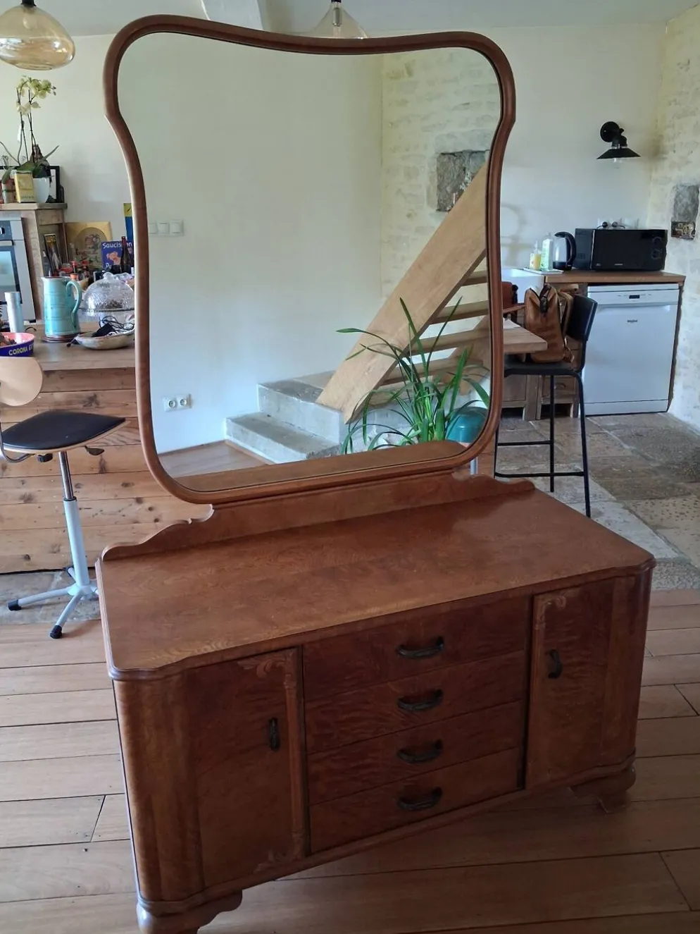 Coiffeuse commode à miroir art déco