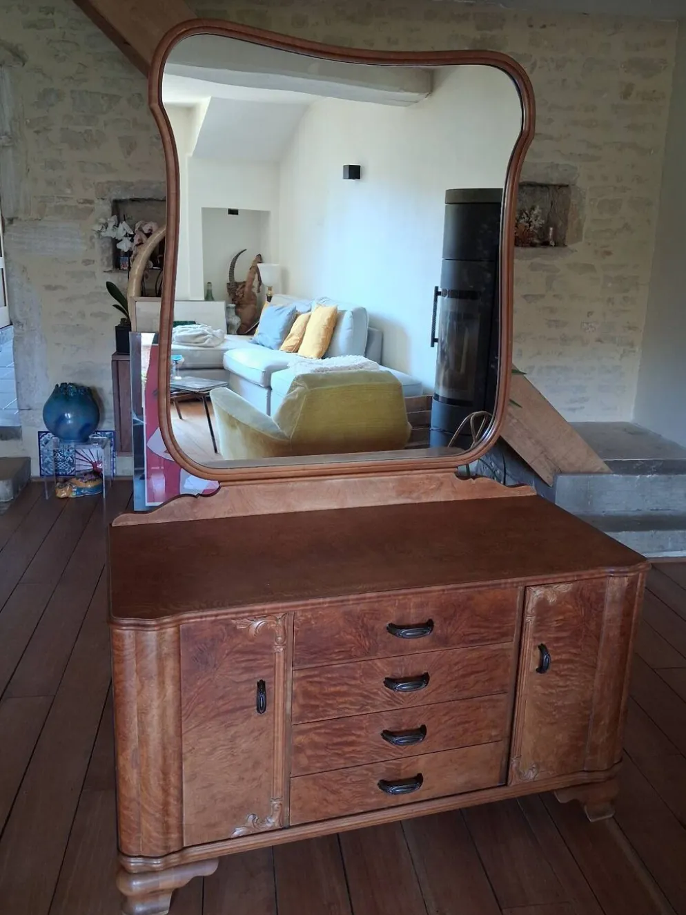 Coiffeuse commode à miroir art déco