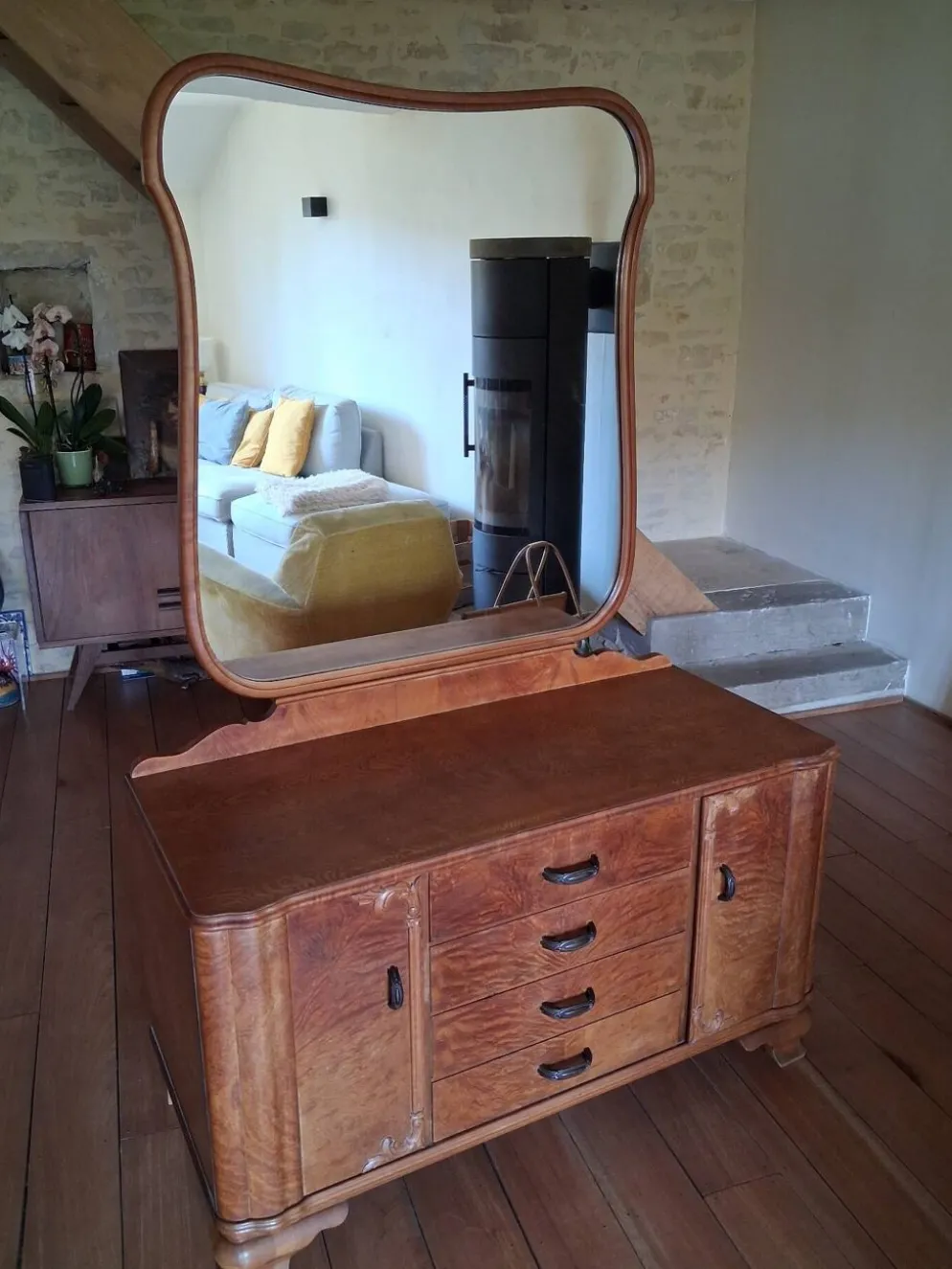 Coiffeuse commode à miroir art déco
