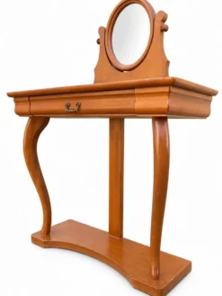Coiffeuse Console en merisier avec miroir ovale orientable