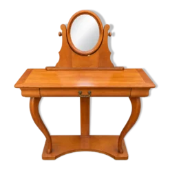 Coiffeuse Console en merisier avec miroir ovale orientable