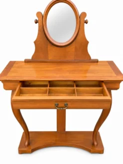 Coiffeuse Console en merisier avec miroir ovale orientable