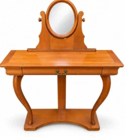 Coiffeuse Console en merisier avec miroir ovale orientable