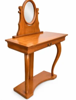 Coiffeuse Console en merisier avec miroir ovale orientable