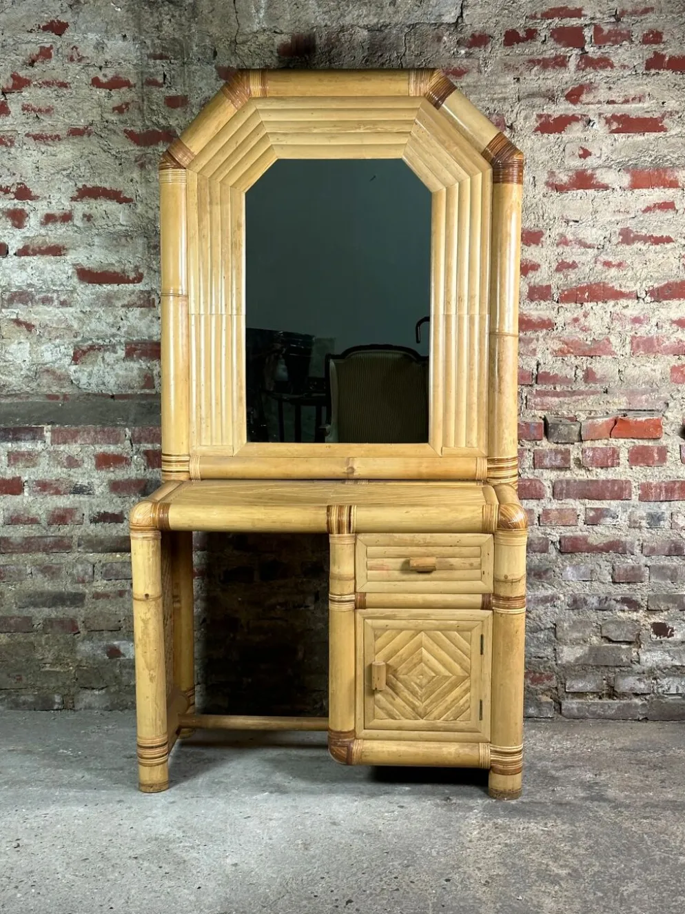 Coiffeuse en bambou vintage 1970