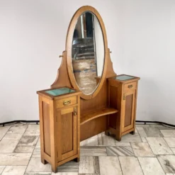 Coiffeuse en bois antique, années 1920, Tchécoslovaquie